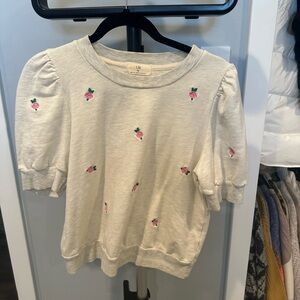 Women's Cream Top with Floral Embroidery